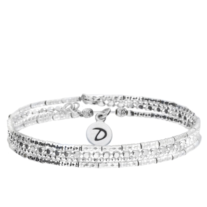 BRACELET DOUBLE ÉLASTIQUE TUBES DIAMANTES ET DOUBLE CHAÎNE