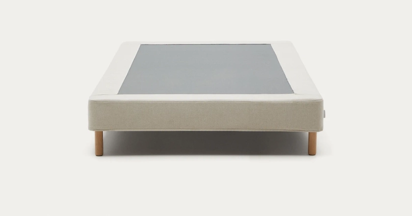 Base déhoussable Ofelia beige avec pieds en bois de hêtre pour matelas 90x200 cm | Kave Home®