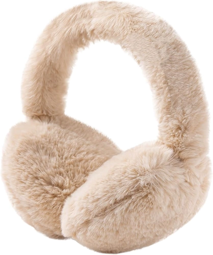 Amazon.com: SUNBORRY Foldable Ear Muffs for Women, Faux Fur Adjustable Earmuffs for Winter (Beige) : Clothing, Shoes & Jewelry