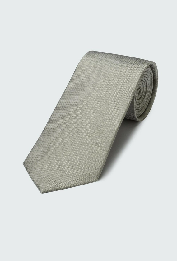 Gray Dobby Silk Tie