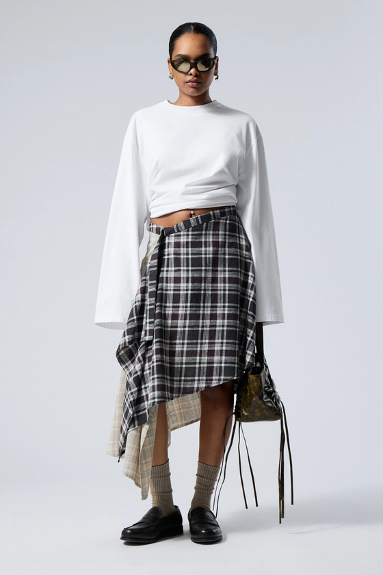 Asymmetric Linen Blend Wrap Skirt