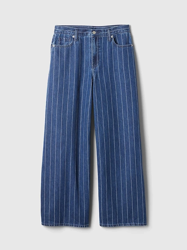 Mid Rise Pinstripe Baggy Jeans | Gap