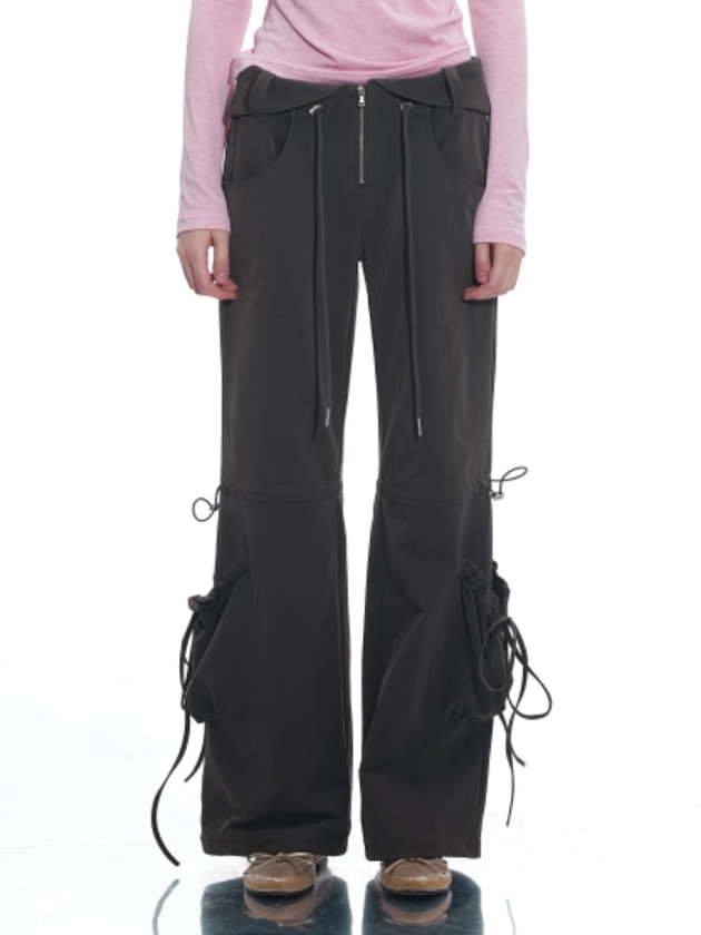 Free String Cargo Pants_Khaki - RUNWAY TICKET