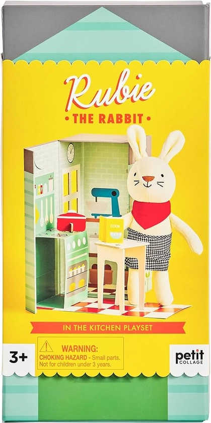 Amazon.com: Petit Collage Rubie The Rabbit in The Kitchen Play Set – Includes Stuffed Animal Toy and Pop-Out Play Set Box – Perfect for Hours of Pretend Play, Kid's Play Set Encourages Creative Expression : Petit Collage: Everything Else