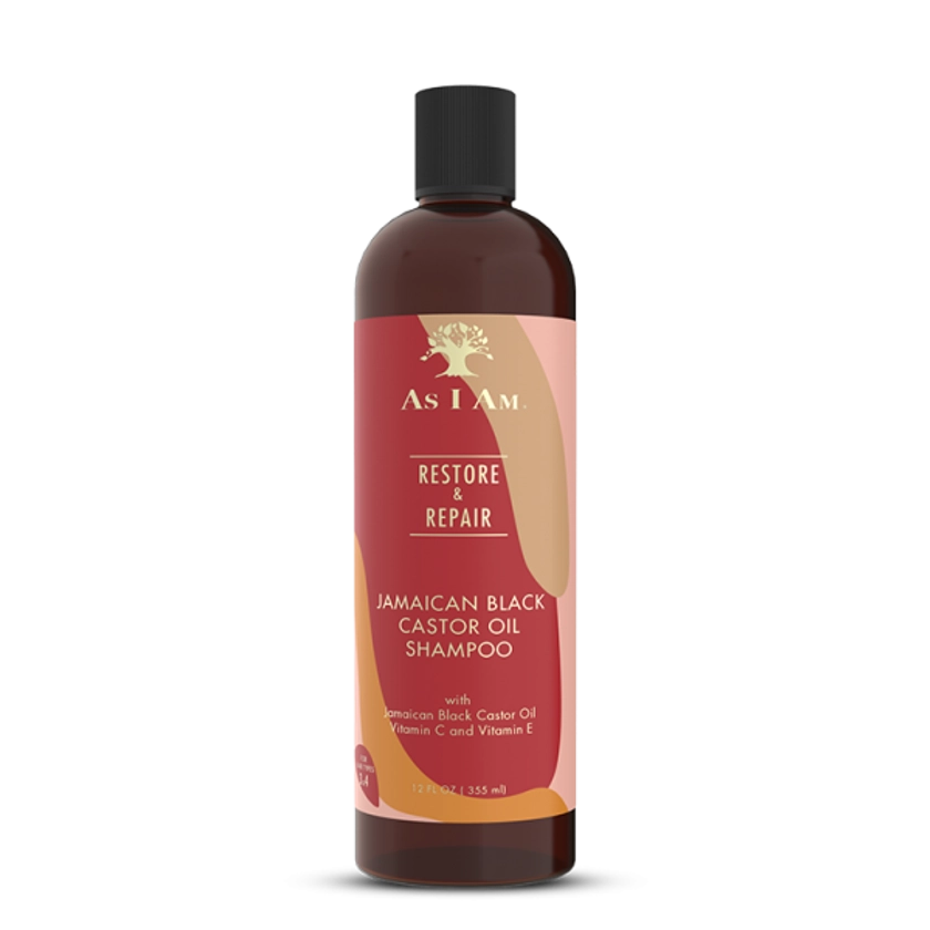 AS I AM Shampooing réparateur RICIN NOIR DE JAMAIQUE 355ml (Restore & Repair) - SUPERBEAUTE.fr