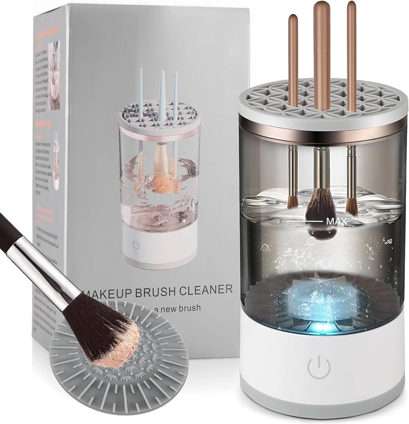 Electric Makeup Brush Cleaner Machine,Automatic Cosmetic Brush Cleaner,USB Make up Brush Cleaner,Hand Free Make up Brush Cleaner Set for Cleaning and Drying,Fit For All Size Makeup Brush