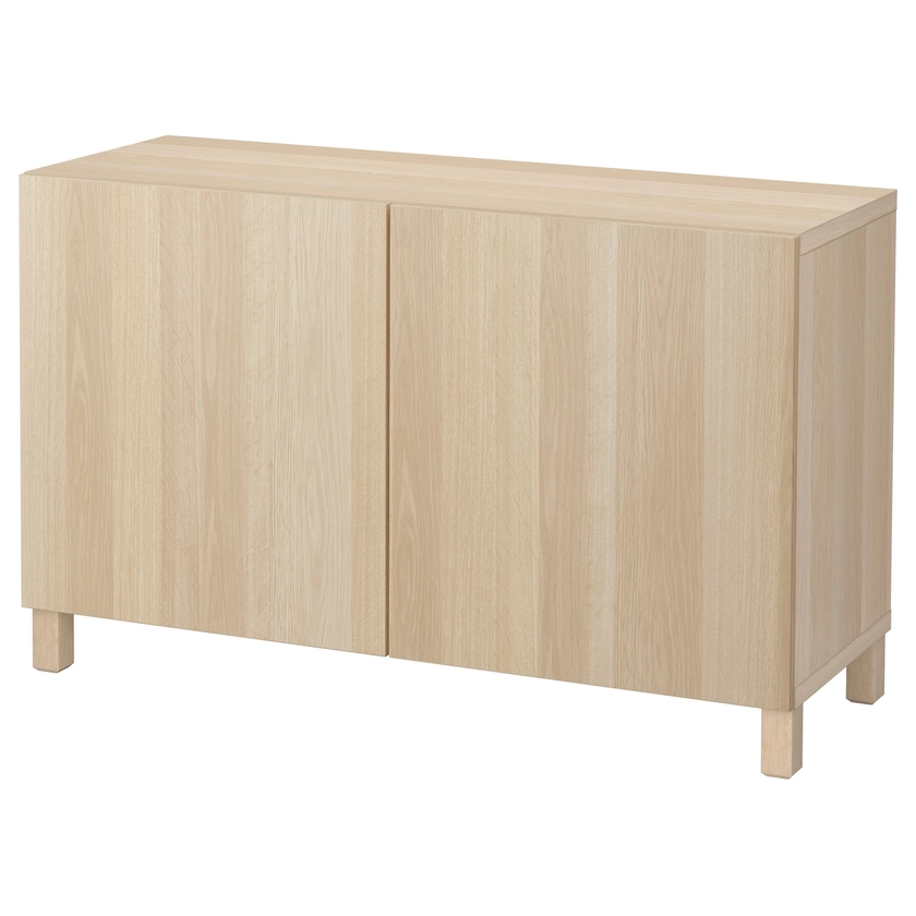 BESTÅ storage combination with doors, white stained oak effect/Lappviken/Stubbarp white stained oak effect, 471/4x161/2x291/8" - IKEA