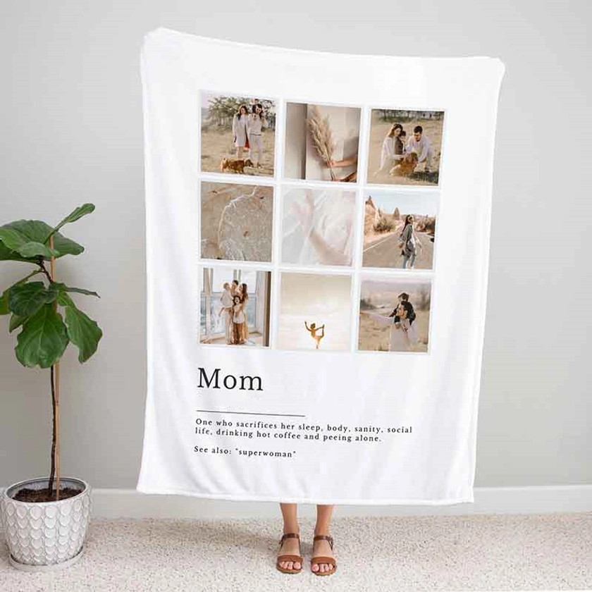 Personalized Mom Photo Collage Blanket Gift