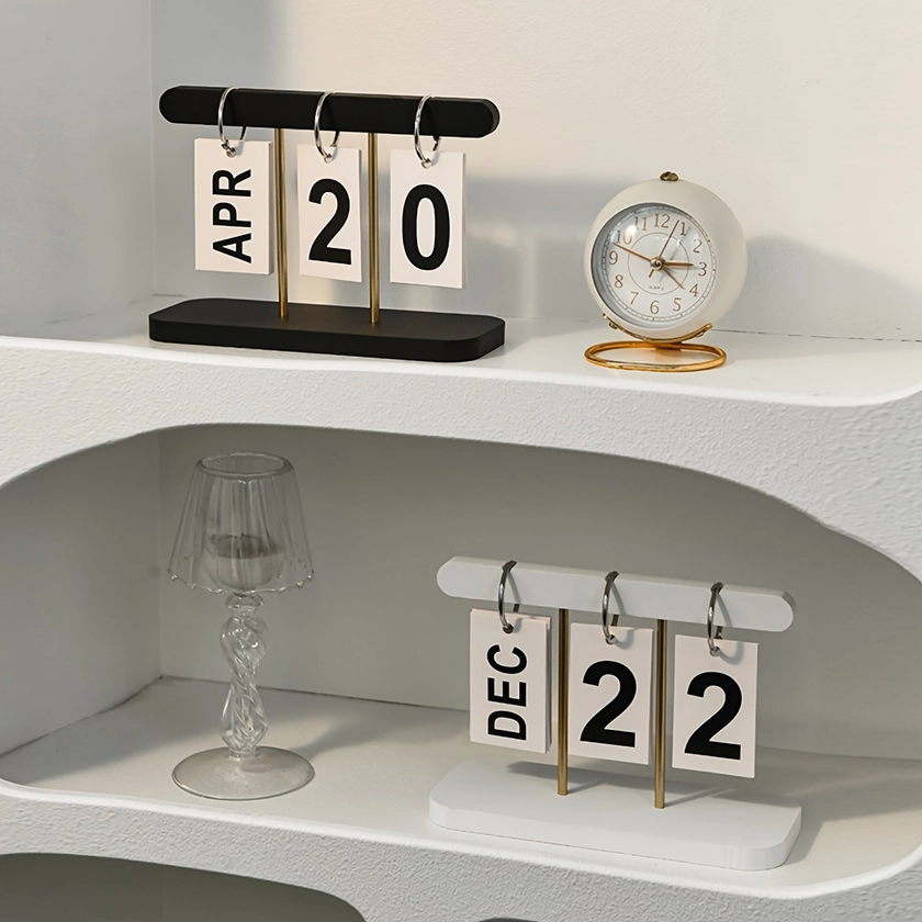 1pc Simple Wooden Flip Calendar Decoration