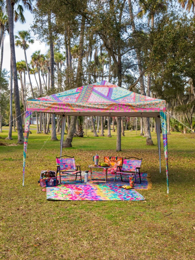 Live Happy Instant Canopy Tent - Folk Flower Patchwork