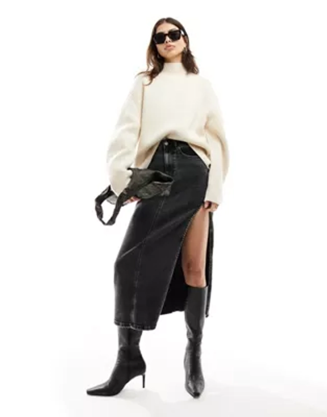 & Other Stories merino wool and cotton blend jumper with sculptural sleeves in off-white | ASOS