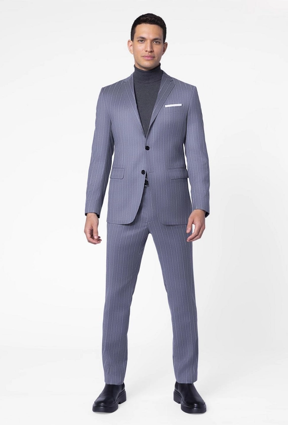Matera Stripe Light Gray Suit