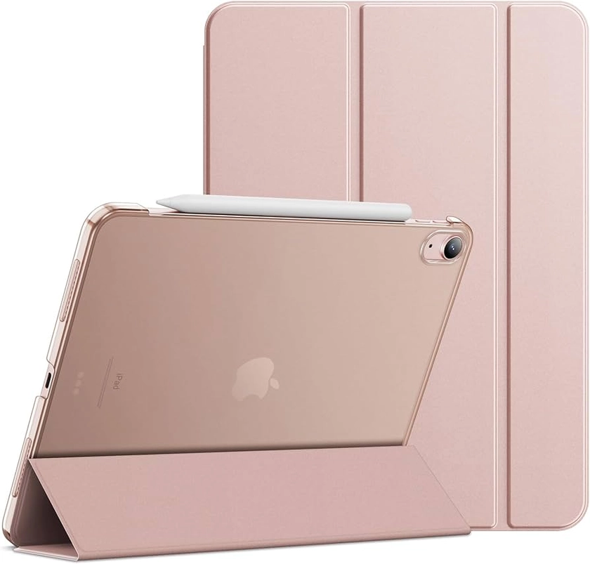 JETech Case for iPad Air 5/4 (2022/2020 Model, 10.9-Inch), Slim Stand Hard Back Shell Cover with Auto Wake/Sleep (Rose Gold)