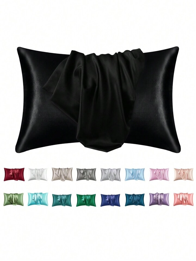 2 pcs Pillowcase for Hair and Skin, Silk Satin Pillowcase Pillow Cases Set of 2, Silky Pillow Cover with Envelope Closure