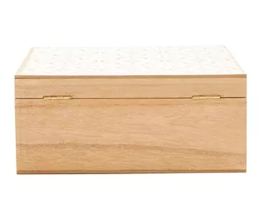 Broyhill White & Tan Quatrefoil Wood Trinket Box - Big Lots