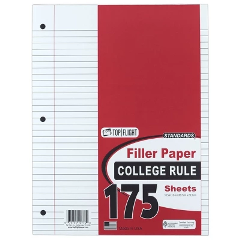 Top Flight 175 Sheet College Ruled Filler Paper White