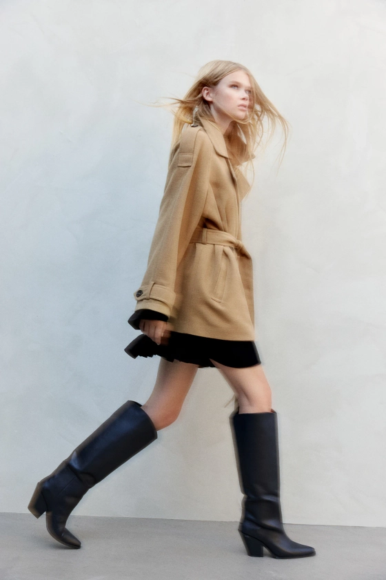 Short felted pea coat - Beige - FEMME | H&M FR