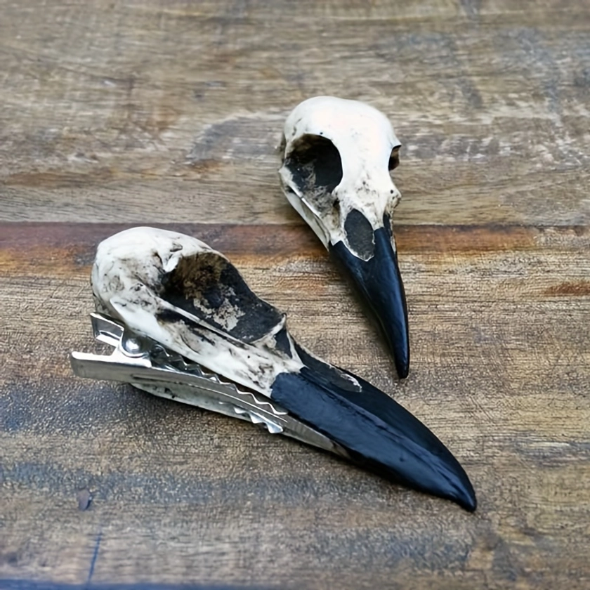 1pc Halloween Dark Punk Raven Skull Hairpin, Animal Skull Hair Accessories, Ideal choice for Gifts
