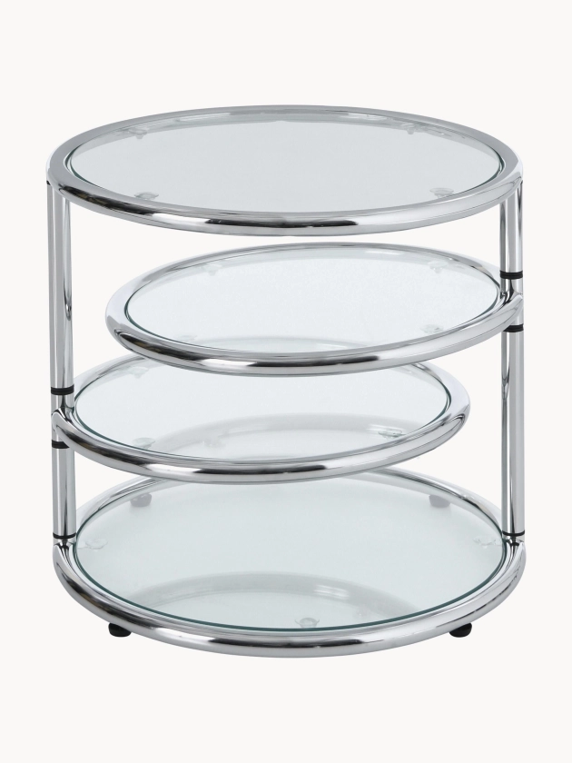 Table d'appoint ronde avec plateaux en verre Dotts