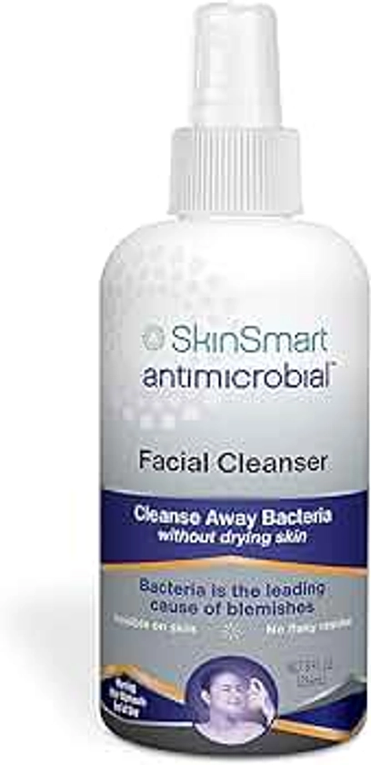 SkinSmart Facial Cleanser for Acne, Targets Bacteria for Active Teenage Athletes Post Workout and Adult Acne, 8 oz Spray Bottle, Safe for Multiple Daily Uses