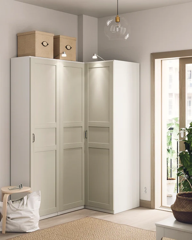 PAX / FLISBERGET armoire d'angle, blanc/beige clair, 160/88x201 cm - IKEA