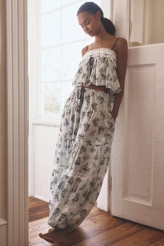 By Anthropologie Lace-Inset Pajama Pants