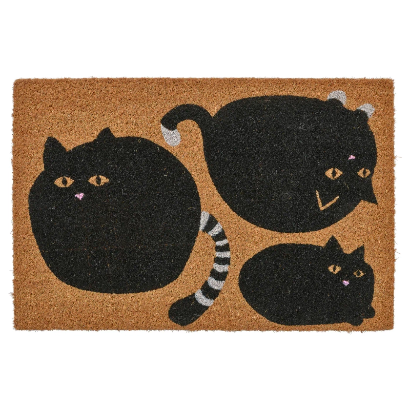 VÄGTYP Door mat - cat black/natural 40x60 cm