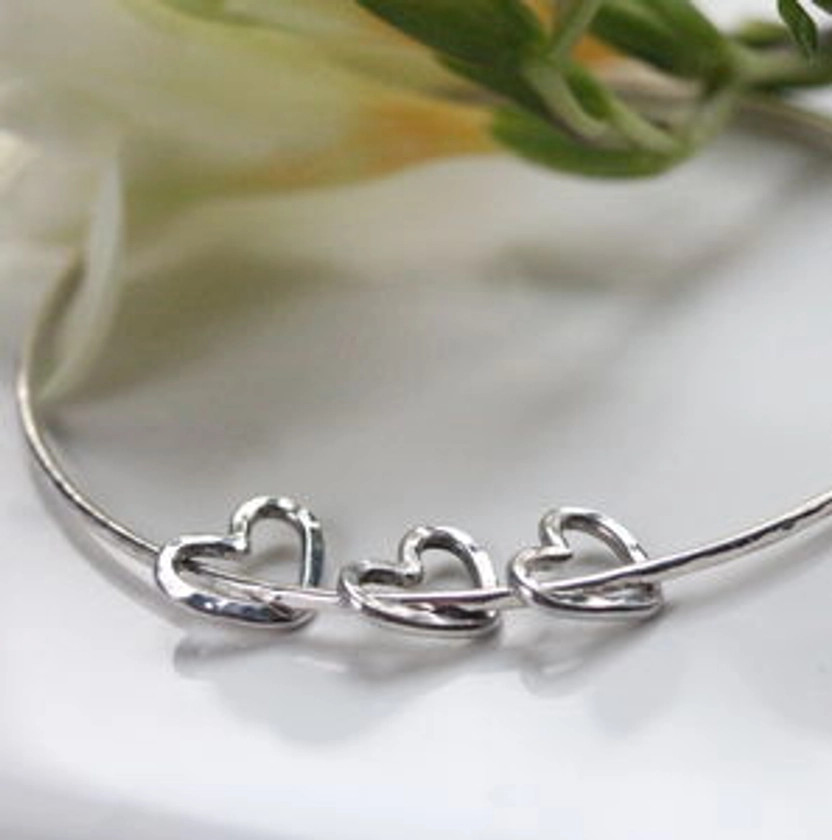 Silver Hearts Bangle