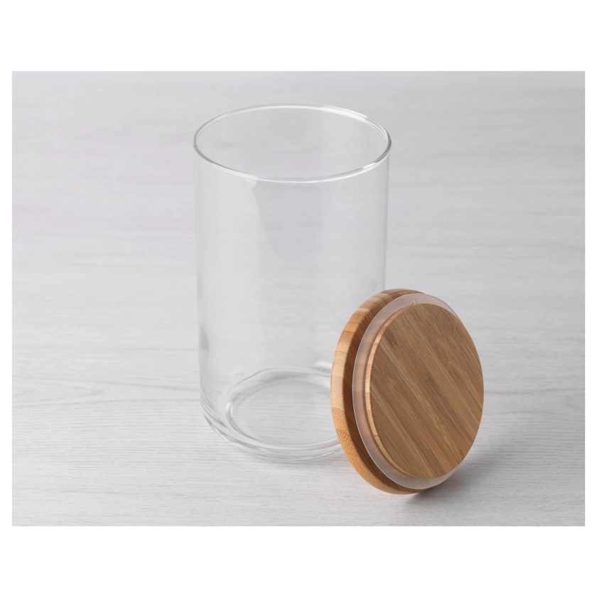 EKLATANT bocal avec couvercle, verre transparent/bambou, 1.1 l - IKEA