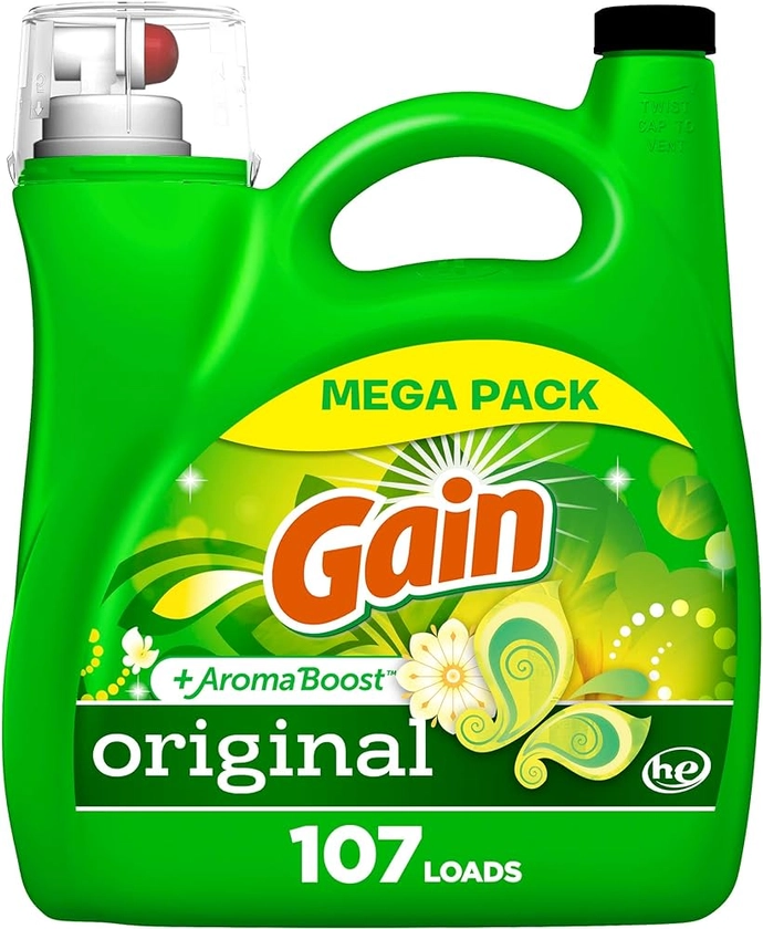 Gain + Aroma Boost Liquid Laundry Detergent Original Scent 107 Loads 154 oz HE Compatible