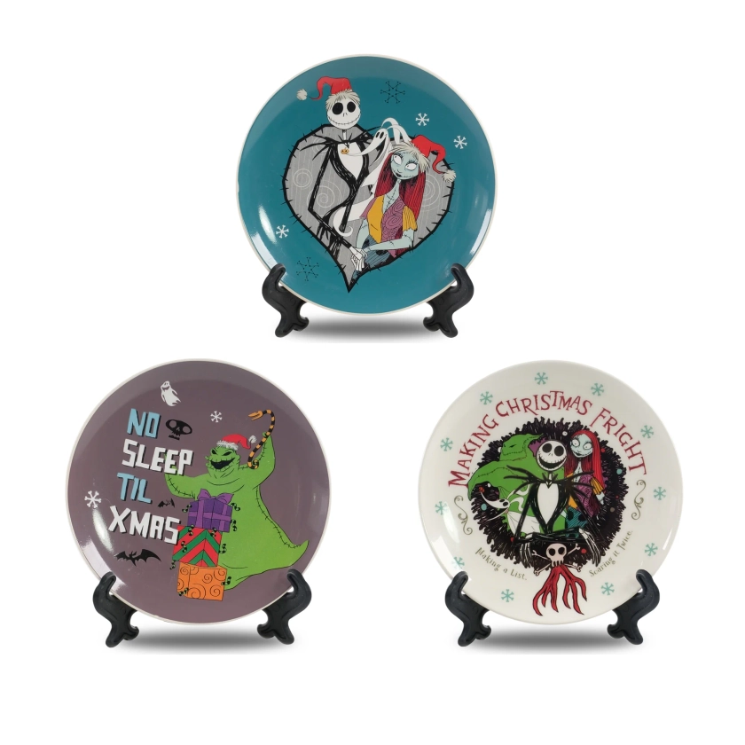 Disney Nightmare Before Christmas 3 Piece Multicolored Metal Plate Set by Ruz