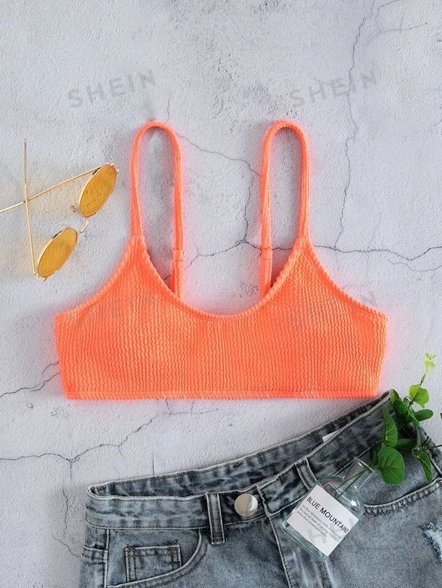SHEIN Swim Vcay Solid Textured Bikini Top | SHEIN USA