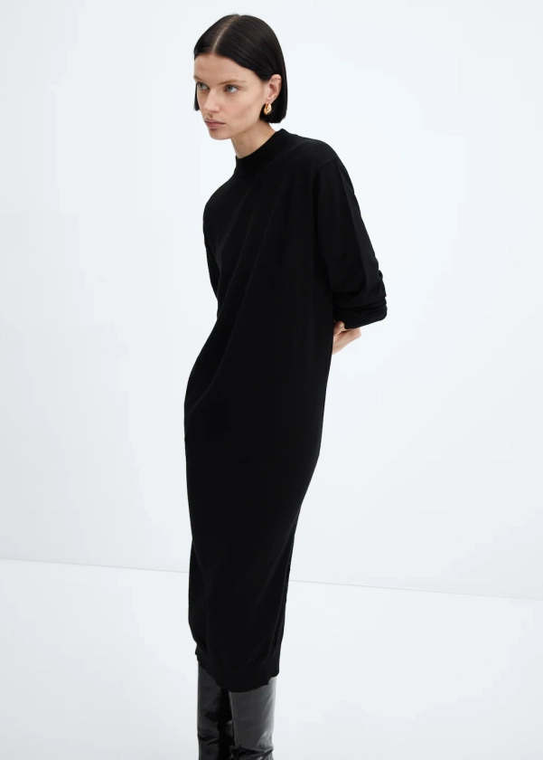 Round-neck knitted dress - Woman | MANGO United Kingdom