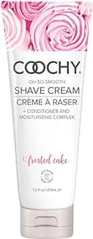 Coochy Rash-Free Shave Cream | Conditioner & Moisturizing Complex | Ideal for Sensitive Skin, Anti-Bump | Made w/Jojoba Oil, Safe to Use on Body & Face | Frosted Cake 7.2floz/ 213mL