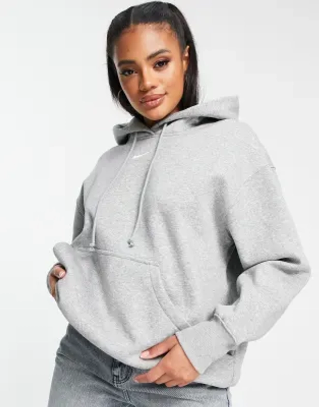 Nike - Phoenix Fleece - Sweat à capuche oversize à enfiler - Gris/blanc voile