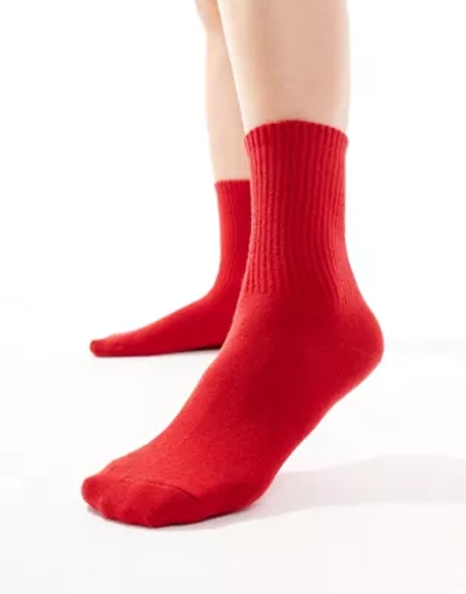 ASOS DESIGN bright red ankle socks | ASOS