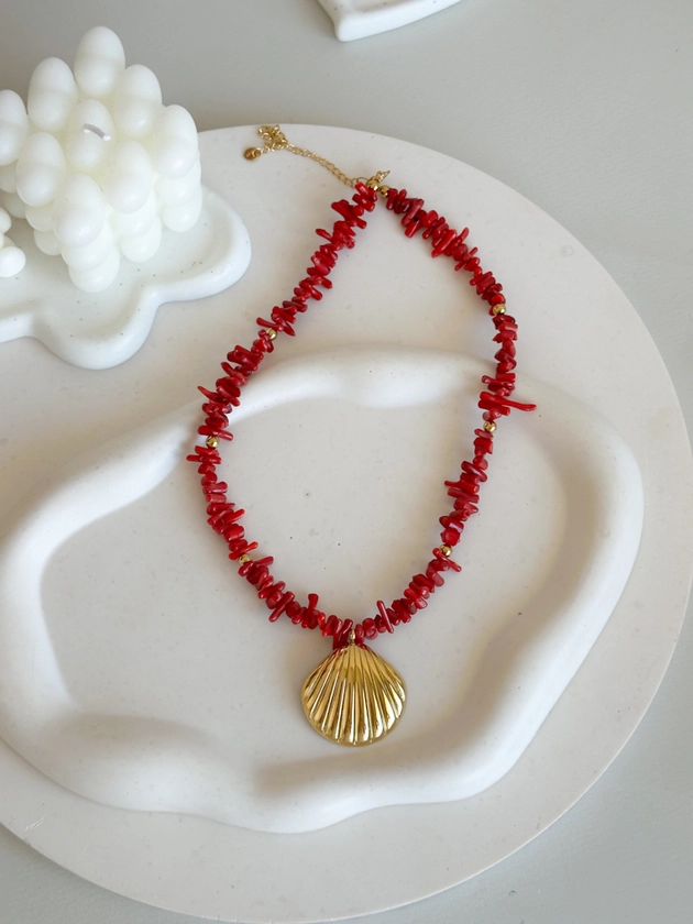 Handmade Necklace Red Shell - Kalon