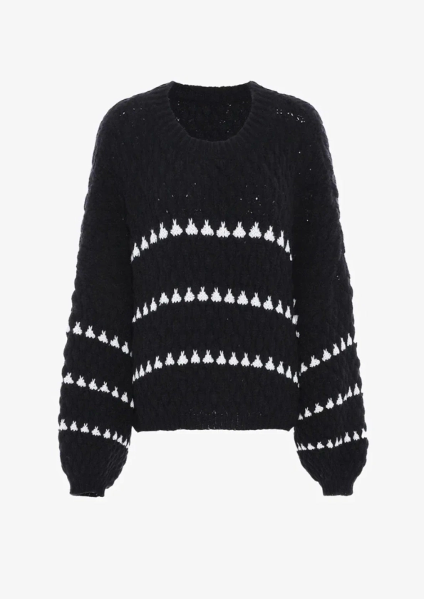 Serena Sweater - Black | Balloon Sleeve Oversized Knit Jumper