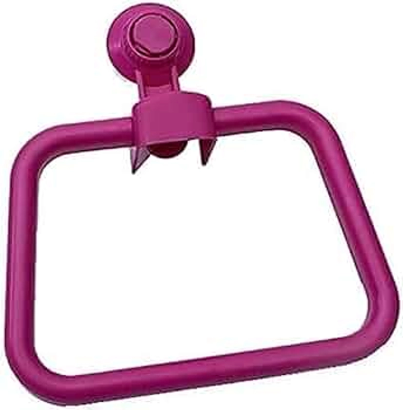 Towel Racks Towel Holder Towel Ring Wall Mount Suction Cup 180 ° Swivel Plastic Towel Ring for Bathroom (Color : Pink)