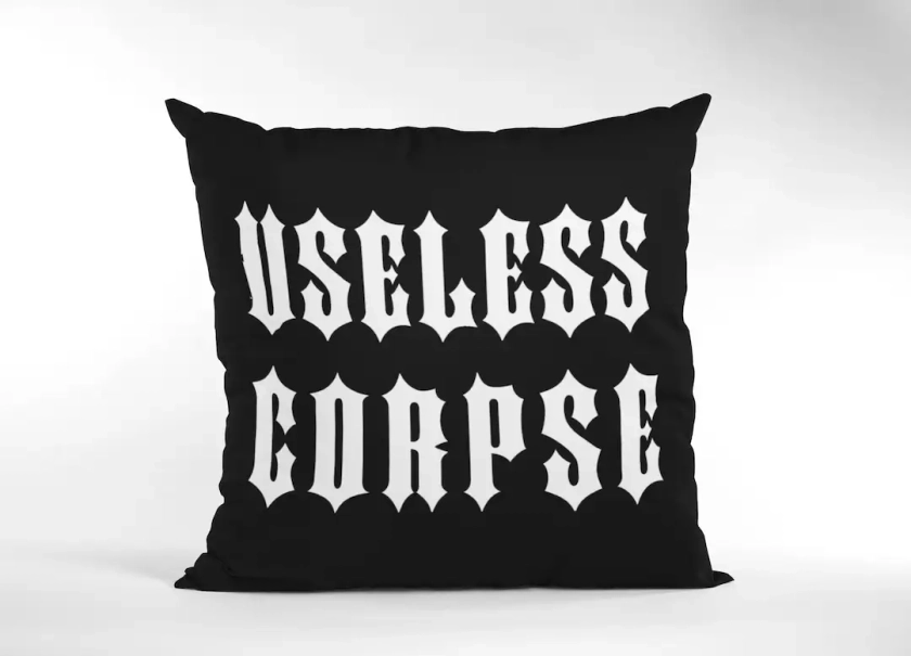 Gothic Home Decor - Black Goth Pillow, Horror Livingroom, Gothic Bedroom, Witchy, Grunge Aesthetic, Spooky Gift, Occult, Emo Creepy Throw