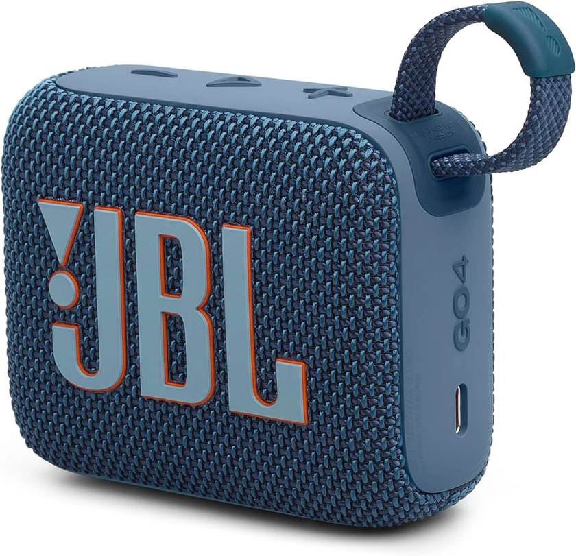 JBL GO 4, Enceinte Bluetooth Ultra-Portable, Son Pro, Basses percutantes, 7 Heures d'autonomie, Fonction Playtime Boost, résistante à l'eau et à la poussière IP67, en Bleu