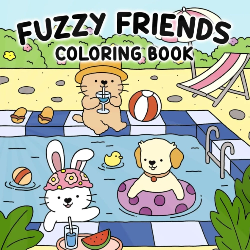 Fuzzy Friends Coloring Book: Enchanting Coloring Pages for Adults and Teens Highlighting Sweet Animal Characters