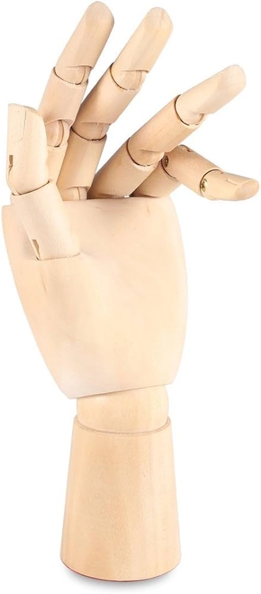 Art Wooden Hand,niCWhite Artist Jointed Articulated Mannequin Wood Hand,Sectioned Opposable Figure Sculpture Manikin Hand Model with Flexible Fingers,for Drawing,Sketching,Painting (7" Left Hand)