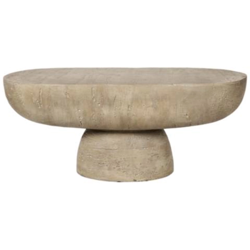 36" Wide Cream Cement Oval Coffee Table - #5620D | Lamps Plus