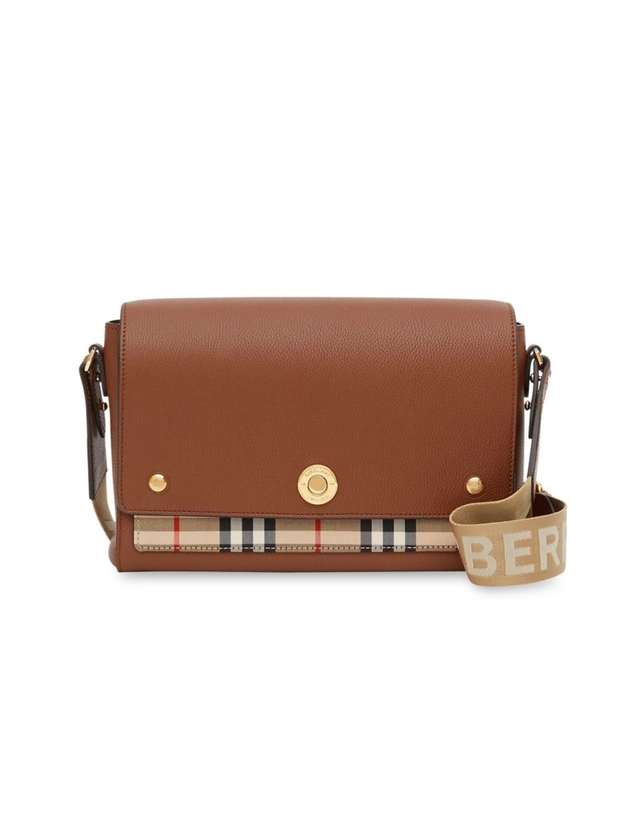 Burberry Medium Note Leather & Vintage Check Crossbody Bag