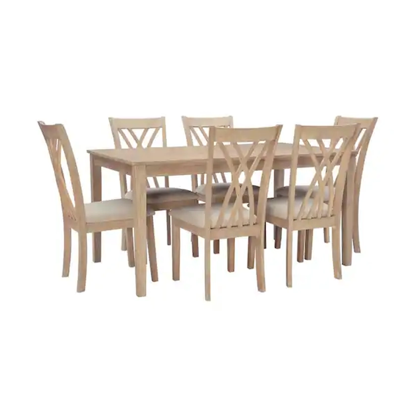 Peterson 7-Piece Rectangle Natural Wood Top Dining Set Seats 6