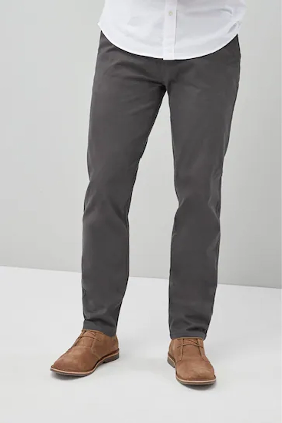 Dark Grey Slim Fit Stretch Chinos Trousers