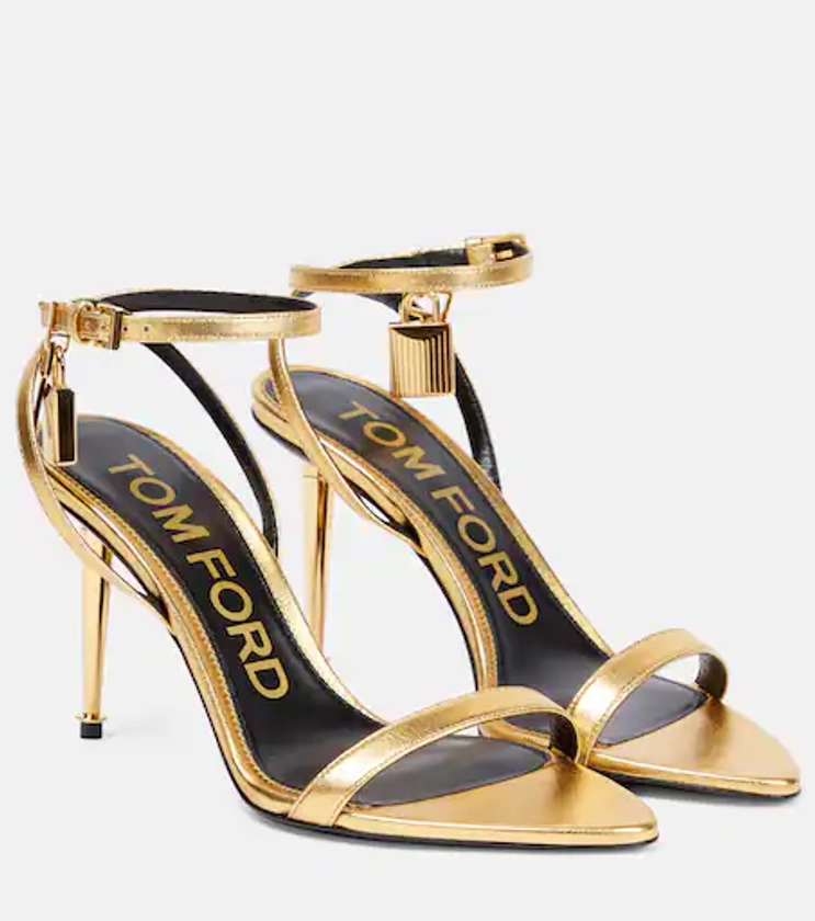 Padlock metallic leather sandals in gold - Tom Ford | Mytheresa