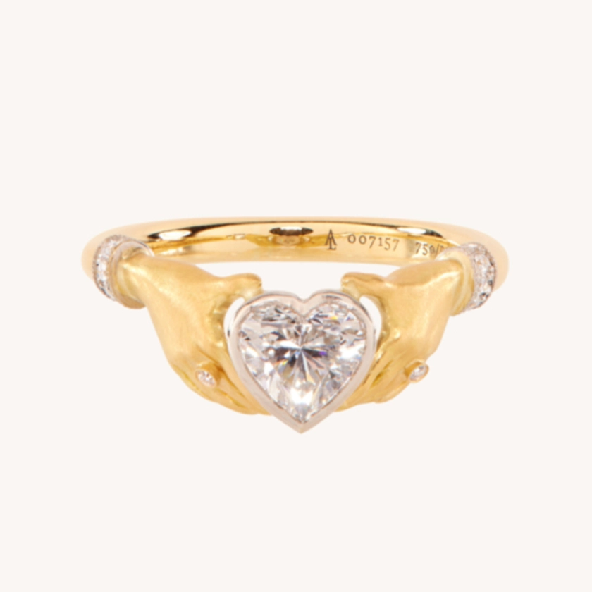 Adorned Hands Diamond Heart Gold Ring
