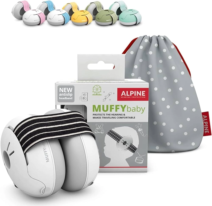 Alpine Baby Muffy Casque Anti Bruit Bébé : Protection Auditive Pour Bébés et Tout-Petits Jusqu'à 36 Mois - Certifié CE - Améliore le Sommeil Pendant les Déplacements - Réglable et Confortable - Noir